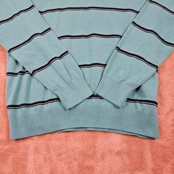 NWT Tommy Hilfiger Golf Style Sweater V-Neck Blue Black Stripes Men's Size L - Picture 7 of 10